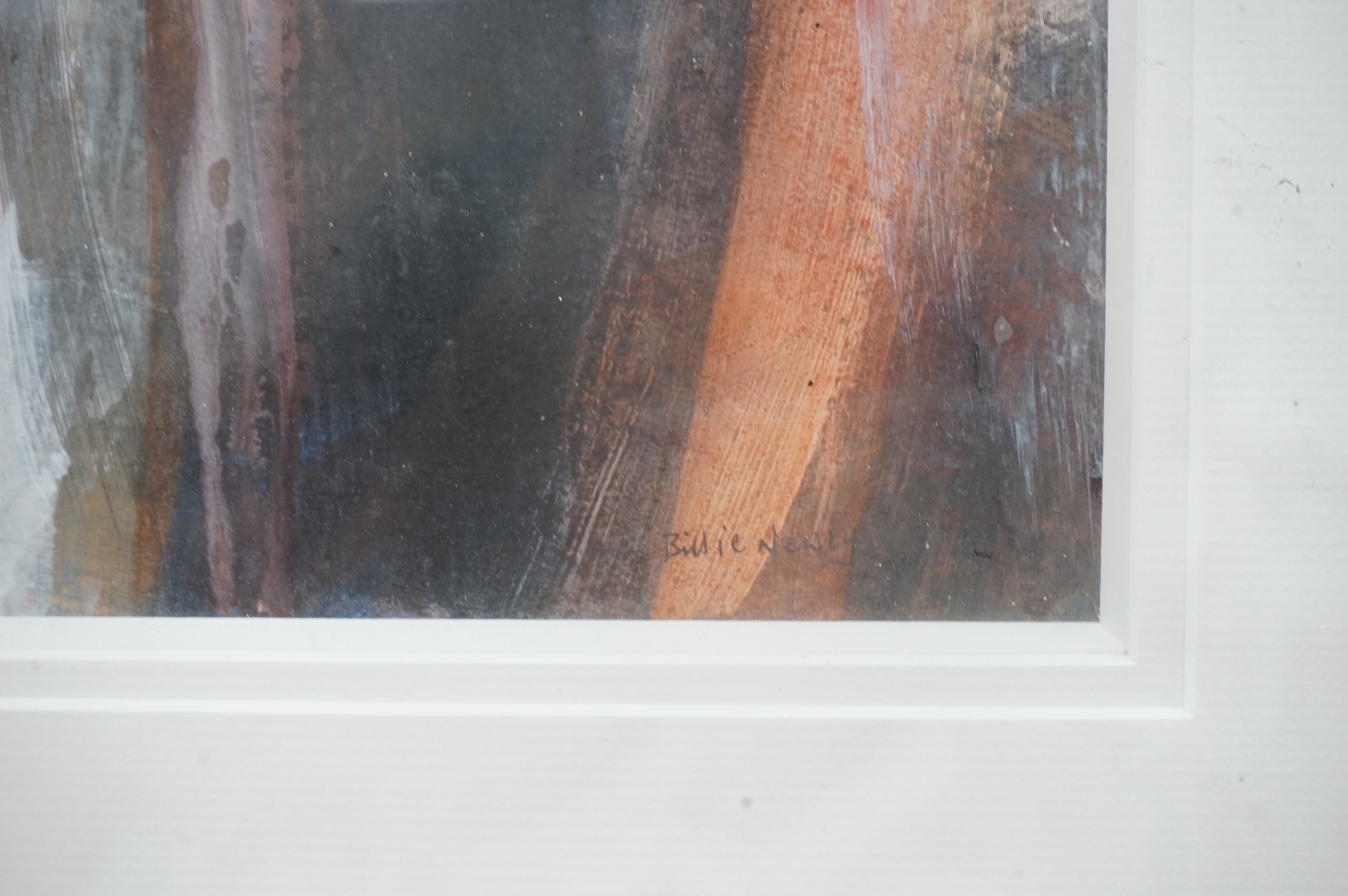 Billie Newey (contemporary), untitled abstract composition, mixed media and oil, 24 x 18cm